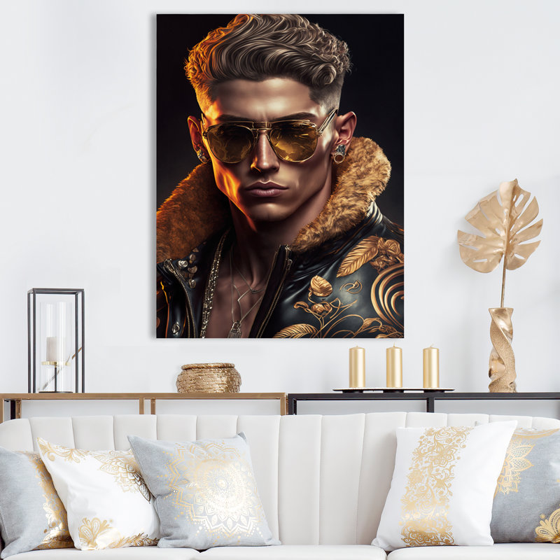 «Fashion Muscular Man with Sun Glasses I», reproduction sur toile, H 32 po x l 16 po x P 1 po, Toile tendue