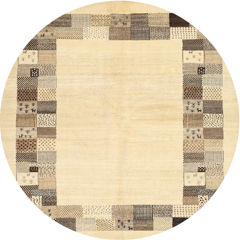 Tapis beige/brun/gris contemporain, Rond 3 pi