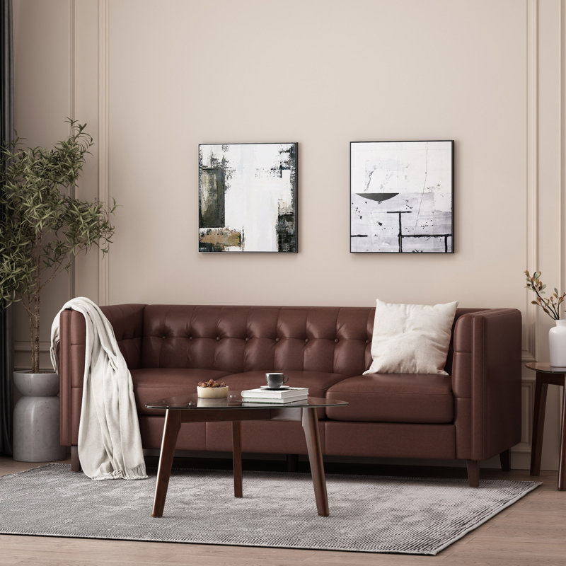 Canapé Redden , Simili cuir brun foncé