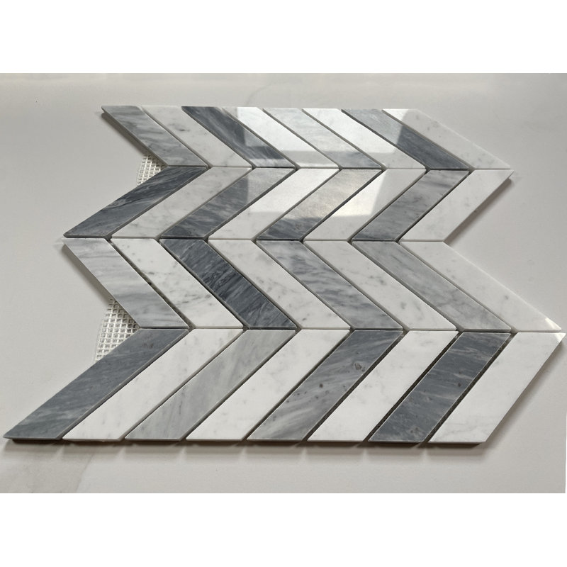 Carreau de mosaïque en marbre à chevrons 12 po x 12 po