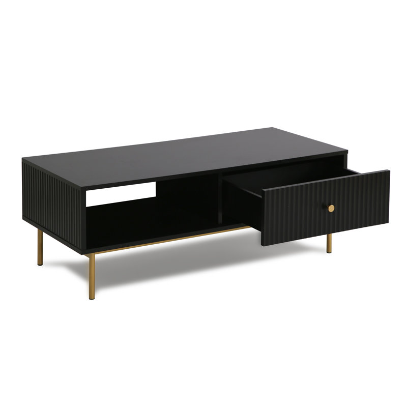Four Leg Coffee Table with Storage, Black