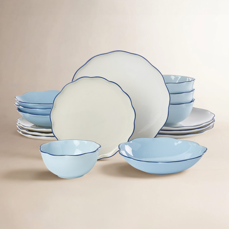 Garden Party 16-Piece Dinnerware Set, Blue