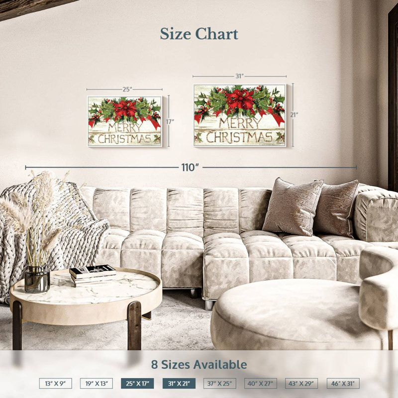 Evergreen Christmas I, Cadre flottant blanc, 25 po x 17 po