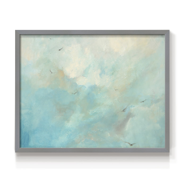 Flying Home  -Framed Print - Restickable, 16" H x 20" W, Grey