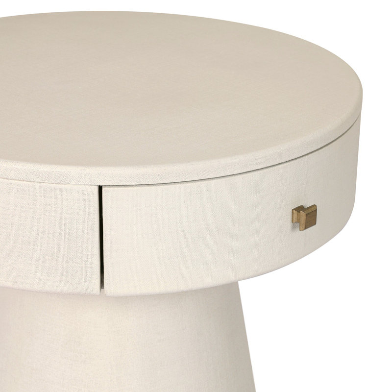 Chiro Nightstand-Black Linen, Ivory Painted Linen