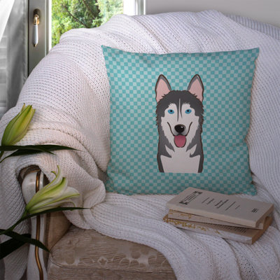 Coussin décoratif intérieur/extérieur effet velours alaskan malamute damier