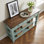 Console en bois massif avec 3 tiroirs et 2 tablettes
