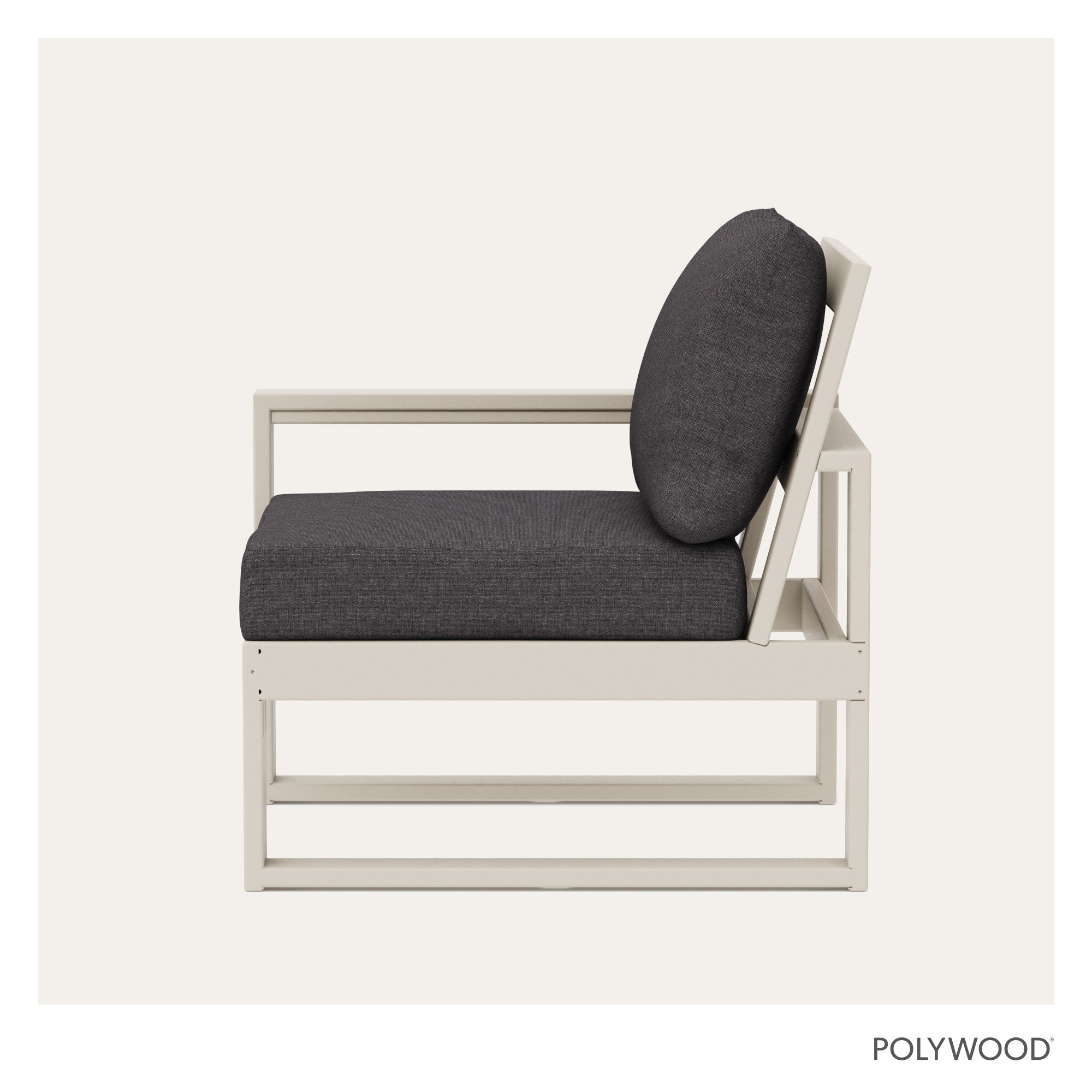 POLYWOOD Outdoor Lounge Chair, Sand, Ash Charcoal