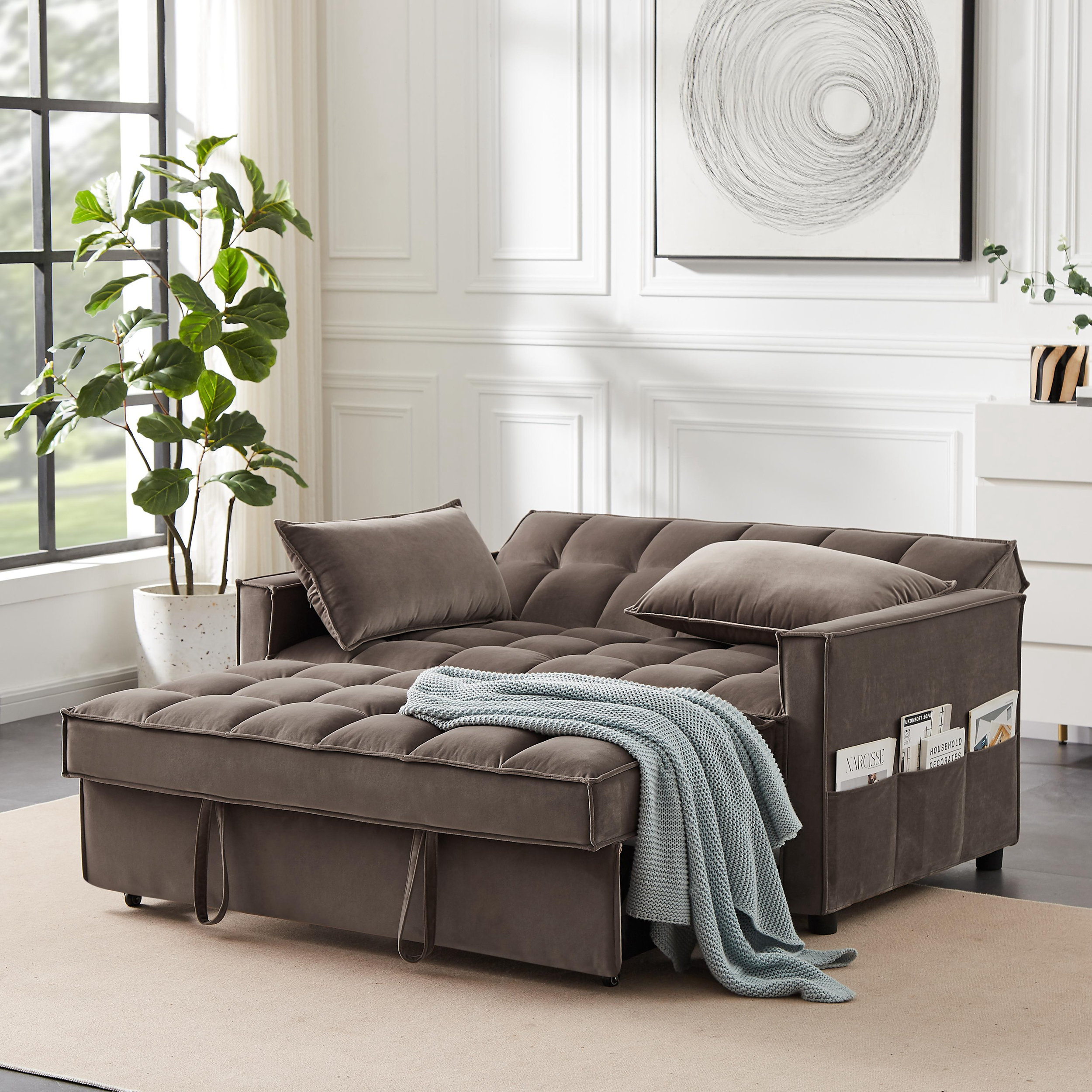 50.39'' Velvet Sleeper Sofa