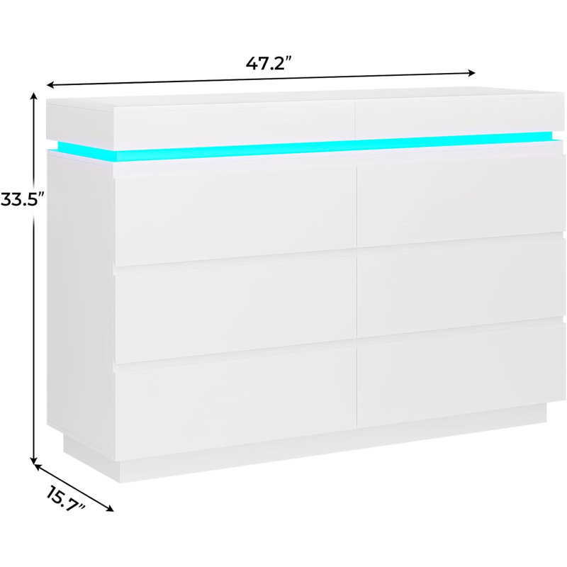 Cataliyah 47.2'' W 6 - Drawer Dresser, White