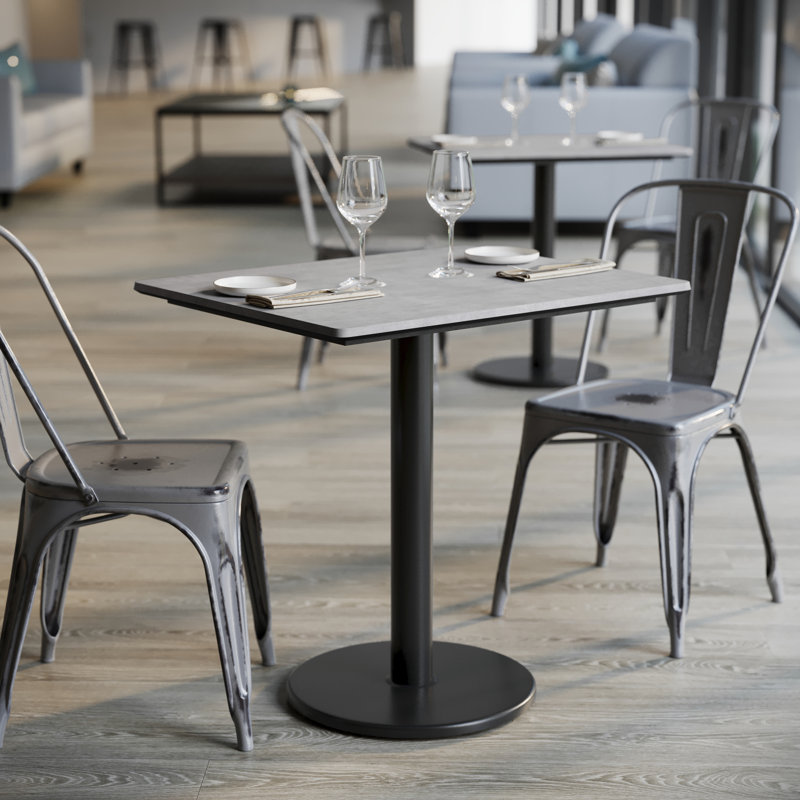 Commercial Seamless Surface Tabletop with Table Height Round Base, 29.5"H x 29.75"L x 23.75"W, Gray