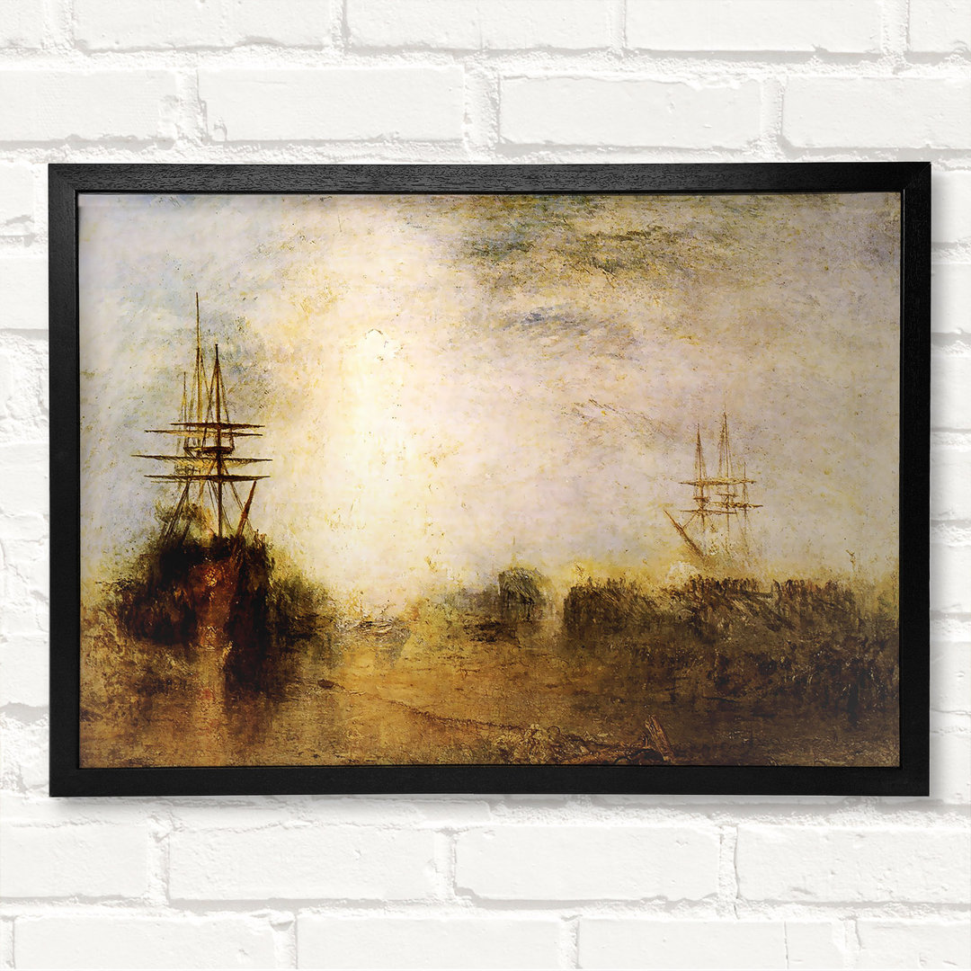 Whalers Boiling Blubber von J.M.W. Turner - Closed Corner Frame Kunstdrucke auf Holz