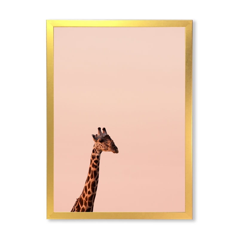 Portrait d'une girafe sauvage d'Afrique - peinture sur toile, H 36 po x l 24 po, Cadre photo doré