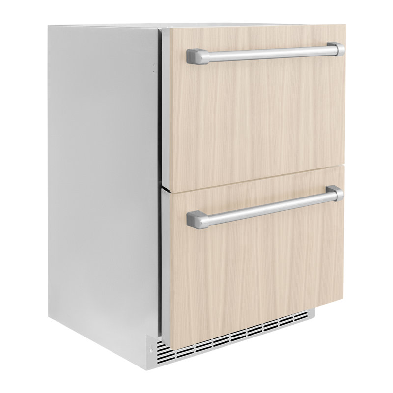 ZLINE Autograph Edition 24 In. Touchstone Refrigerator Drawer in Black Matte and Gold, Panel Ready