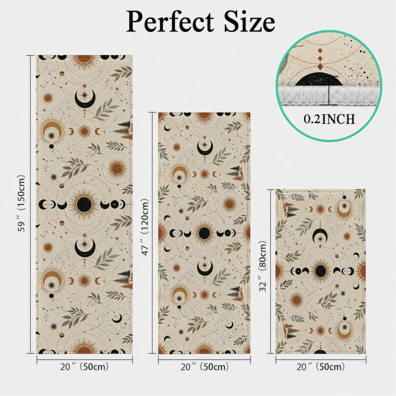 Botanical Faces Non-Slip Washable Kitchen Mats