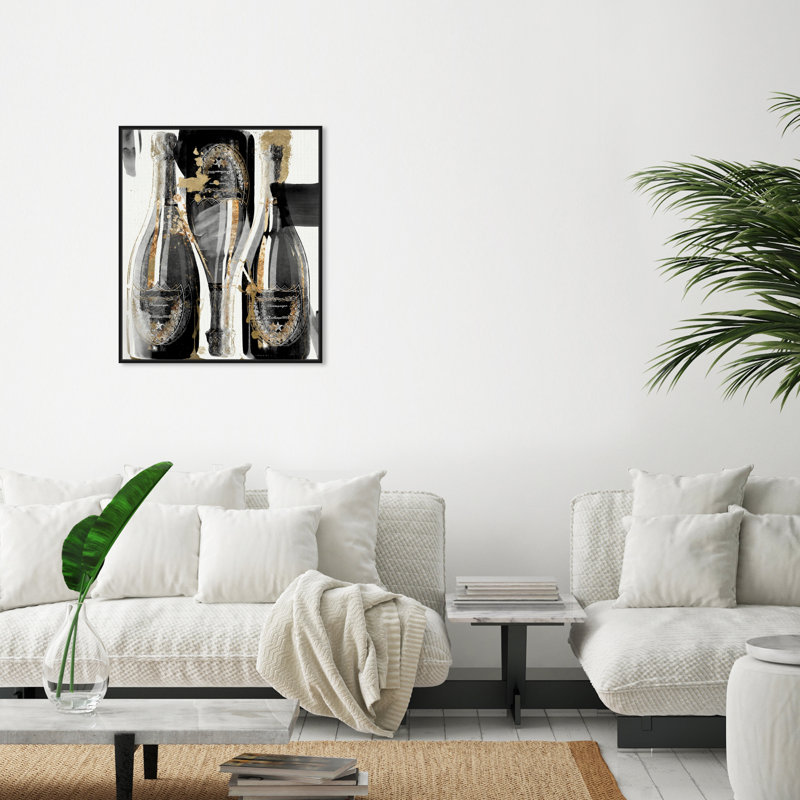 «Gold Showers», peinture sur toile, Cadre flottant noir, H 31 po x l 25 po
