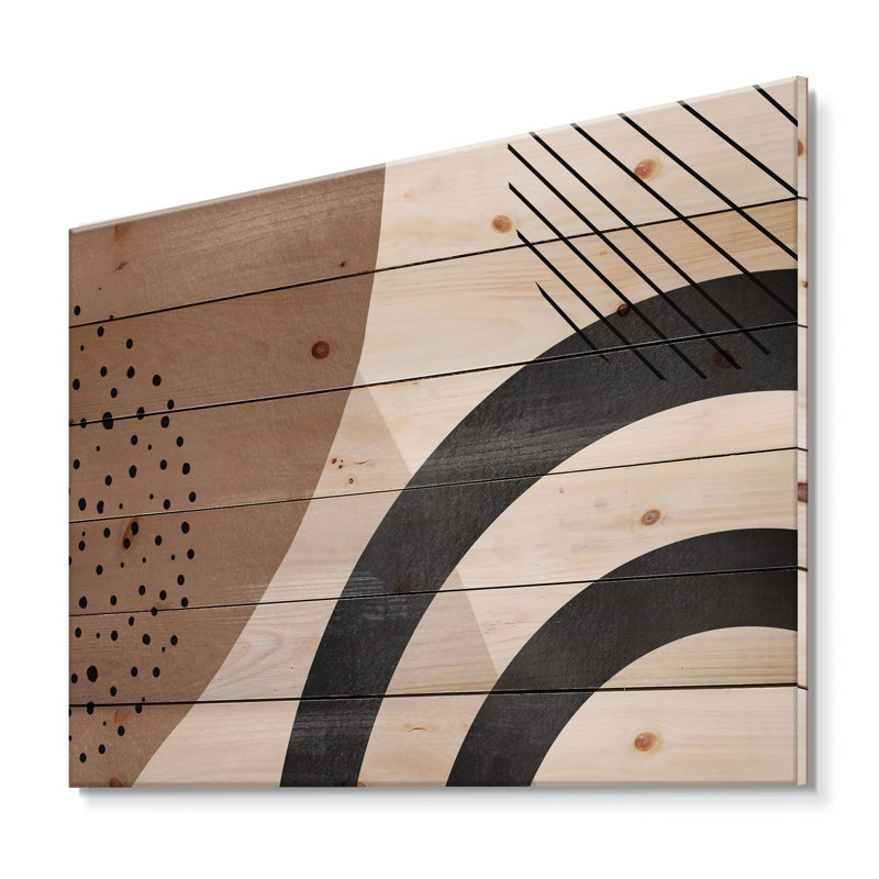 Formes abstraites en terre cuite et formes ivoires III - impression moderne sur bois de pin naturel