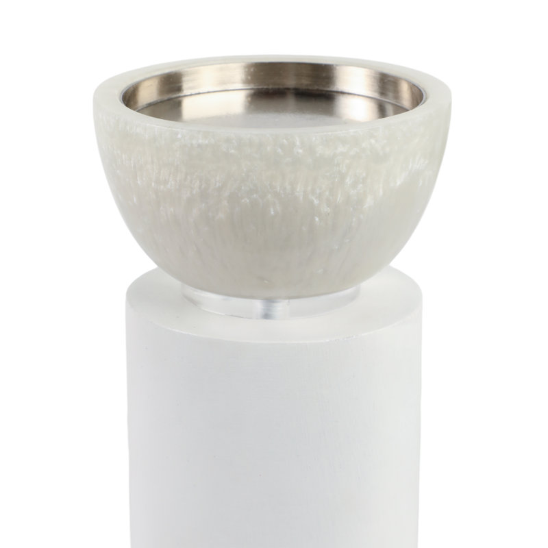 Porte-bougie cylindrique moderne pour décor de table - Porte-bougie décoratif pour entrée ou salon - ensemble de 2, 13 po, 11 po, blanc