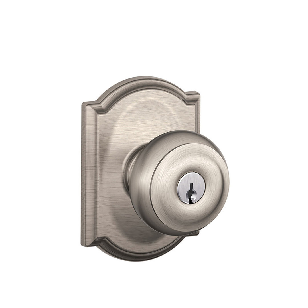 Georgian Knob with Camelot Trim Keyed Entry Lock Schlage