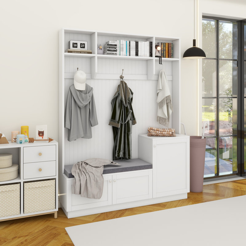 Arbre d'entrée Dzmitry de 59 po de largeur avec banc, Blanc