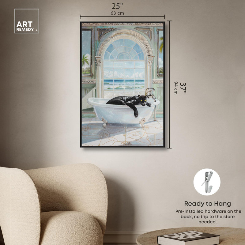 Art de salle de bain Panther Arch, H 16 po x l 11 po x P 1,2 po, Cadre noir