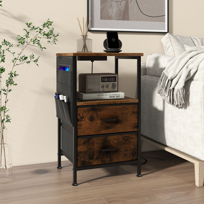 38cm W Metal Bedside Table
