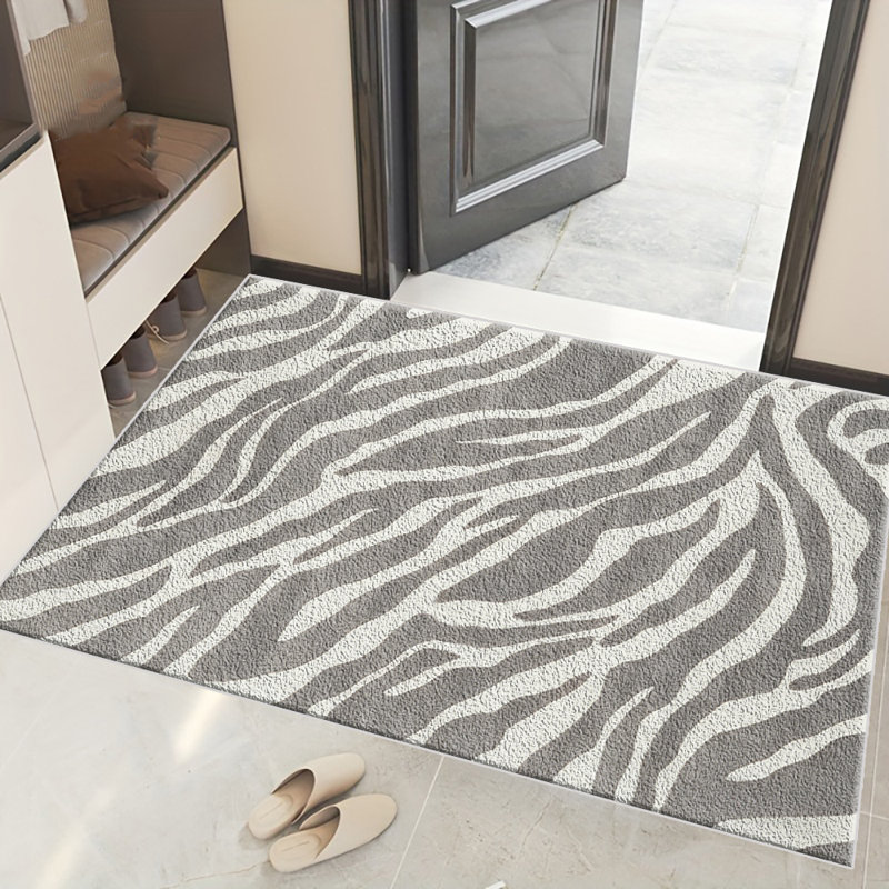 Grey Zebra Print carpet-easy to clean, machine-washable, soft and comfortable; suitable for door mats, kitchens, living rooms, bedrooms, corridors, and laundry areas. Easy to clean, durable carpet for home decoration.