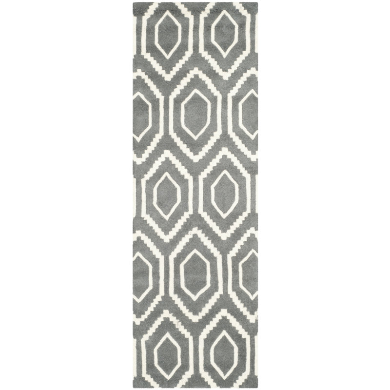 Deedie Hand Tufted Wool Geometric Rug, Rectangle 2'3" x 5'