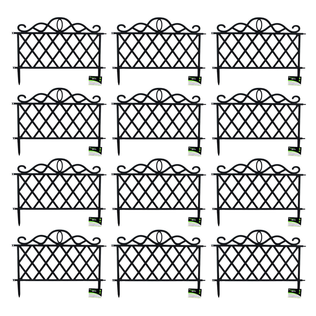 Samuel Alexander Decorative Black Plastic Garden Border Fence - Black - Image 3