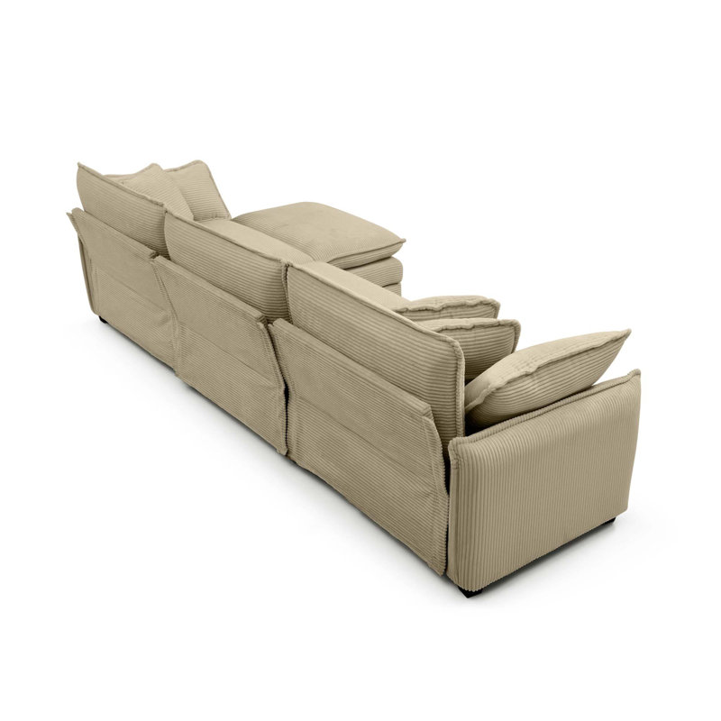 Luxueux canapé surdimensionné en forme de L avec repose-pieds pour un confort ultime, Tanné