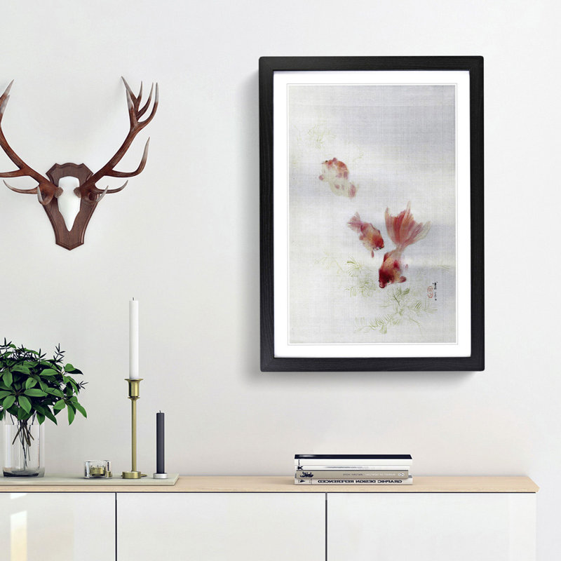 The Goldfish by Watanabe Seitei - Picture Frame Painting Print, 36cm H x 27cm W x 2cm D, Black Framed