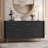 Zoe Wide Dresser, Modern Ebony Black And Silver, 7 Drawers, Chrome