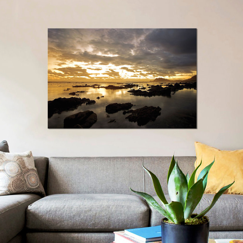 « beach ii », reproduction de photo sur toile, H 18 po x l 26 po x P 1,5 po, Toile avec cadre noir, Pas de tapis