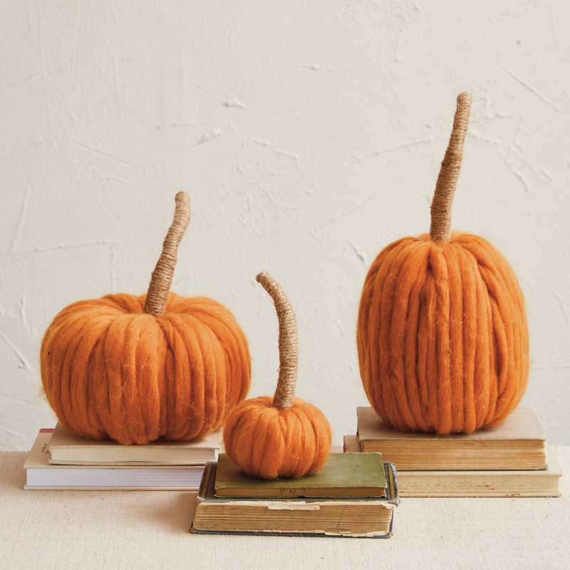 Wool Pumpkin With Jute Wrapped Stem