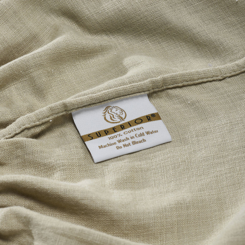 Chloe 100% Cotton Linen Texture Vintage Wash Solid Deep Pocket Percale Sheet Set, Beige, King Sheet Set