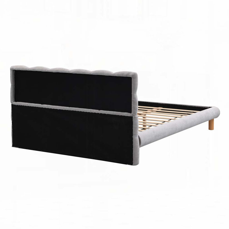 Structure de lit plateforme tapissier avec tête de lit souple en forme de biscuit, assemblage facile, Double 