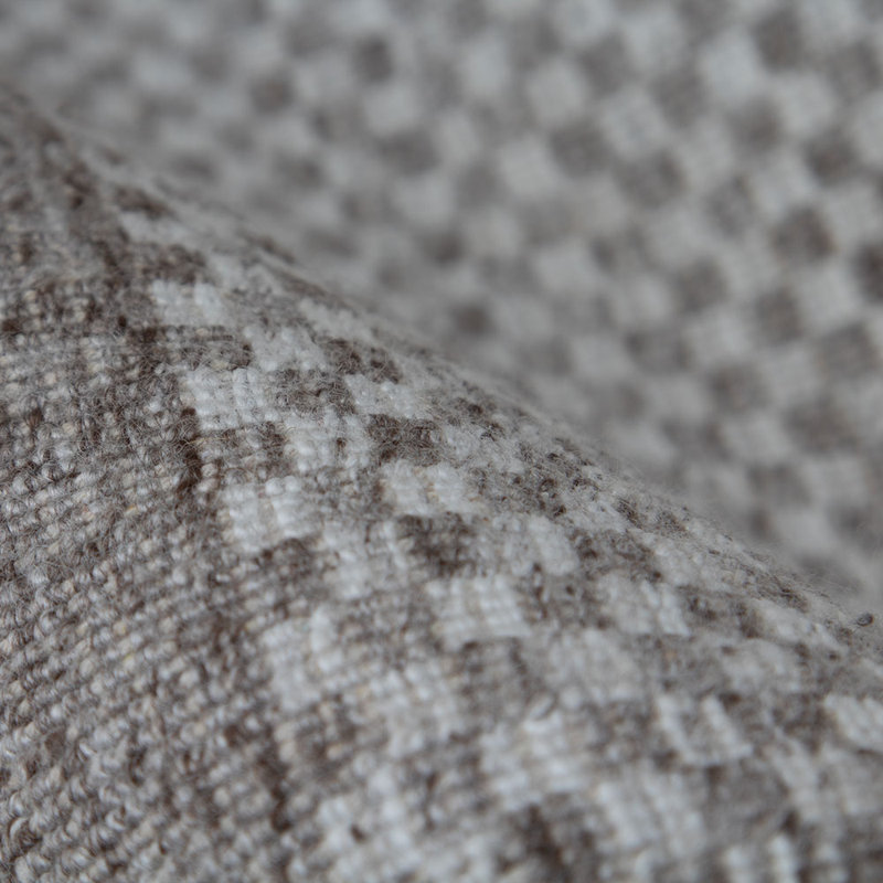 Meraki 01 Hand Loomed Checkered Area Rug in Ivory/Taupe, Rectangle 9' x 12'