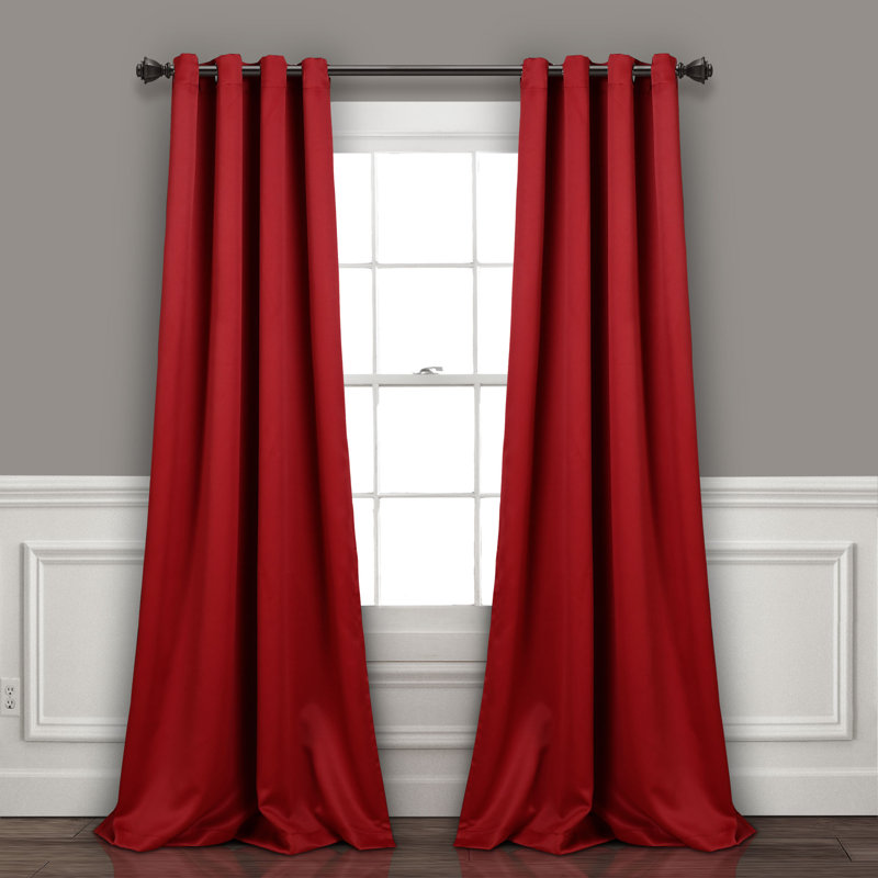 Insulated Blackout Curtain Pair, Red, 52"W x 108"L