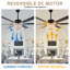 Ventilateur de plafond 65 "en cristal Glam 65" avec lumières et télécommande, grand ventilateur de plafond 6 lumières-131583668