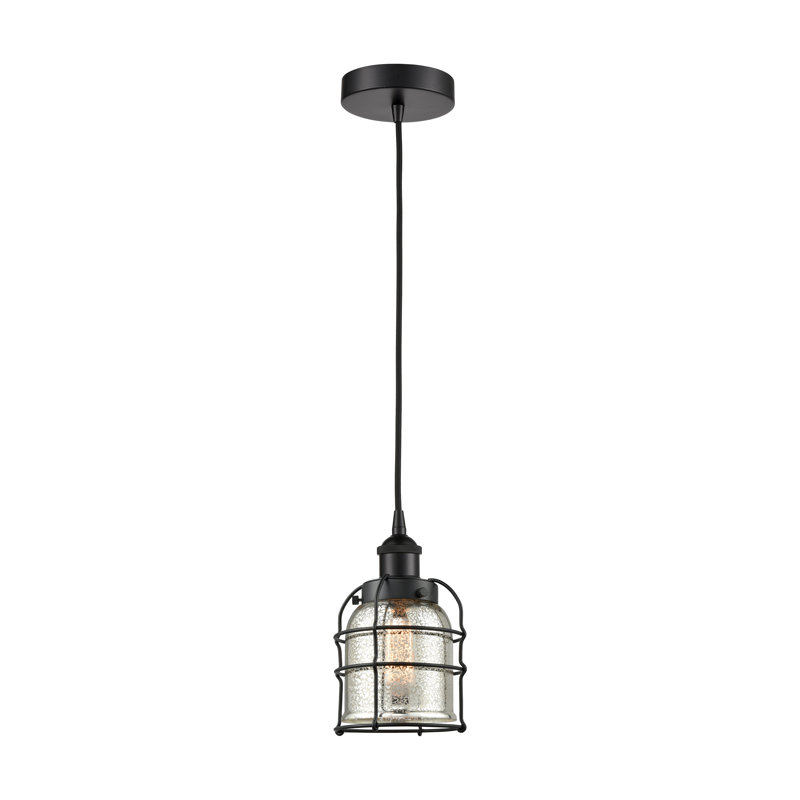 Luminaire suspendu 1 lumière Helladius, H 10 po x l 6 po x P 6 po, Plaqué / fumée, Noir mat