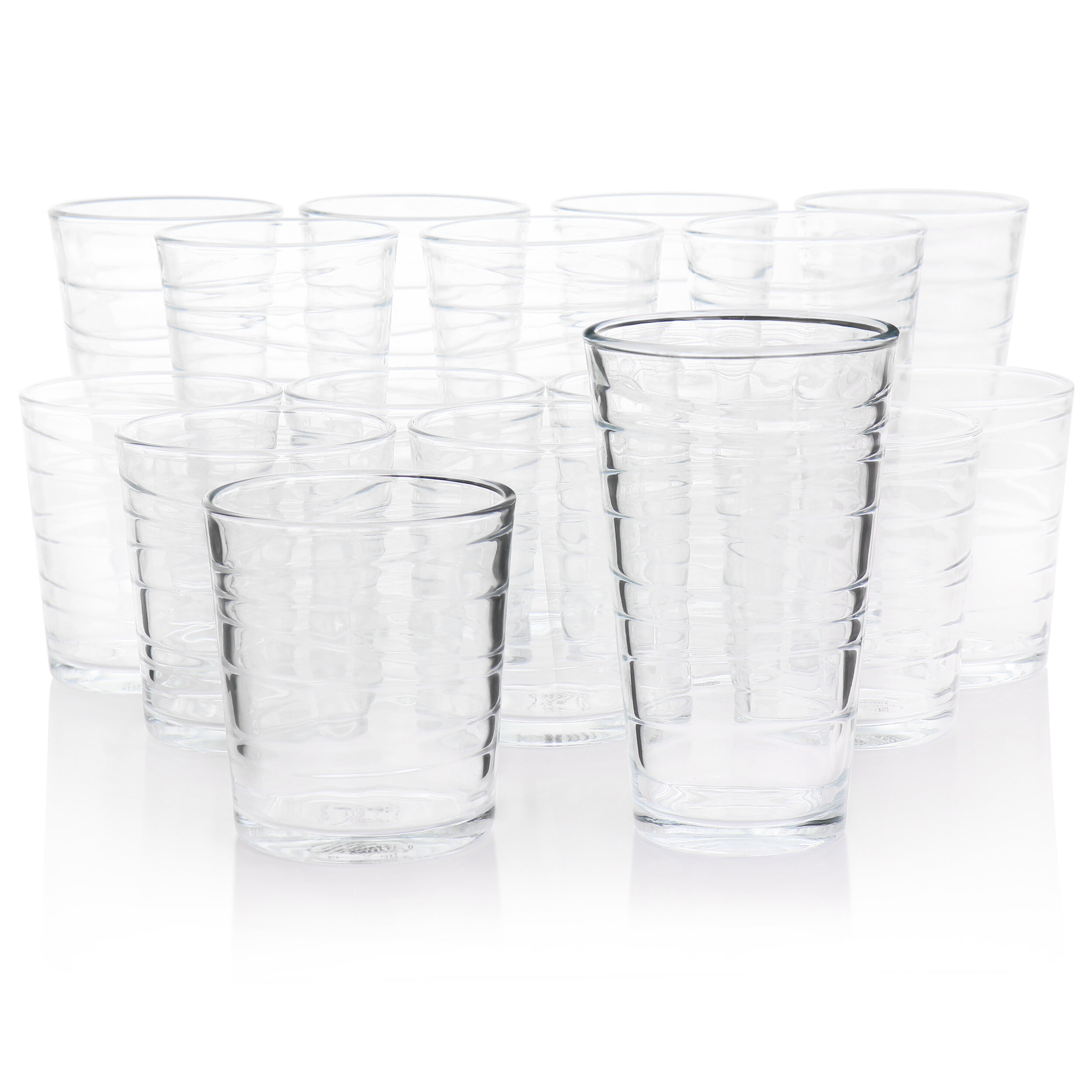 Drinking Glass Set 16 Pcs, Include Eight 16 Oz & Eight 11 Oz Glasses