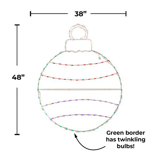 Ornement à DEL rayé de 48 po
