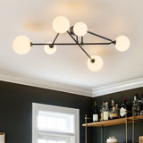 6 - Light Sputnik Glass Globe Linear Semi Flush Mount 