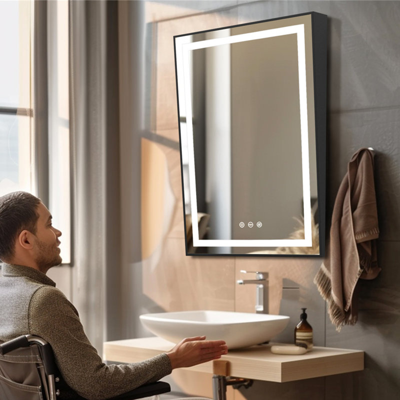 Maytha Fixed Tilt Mirror With Led Lights Dimmer, 3 Color Lighting Temperature, Anti-fog, Ip56