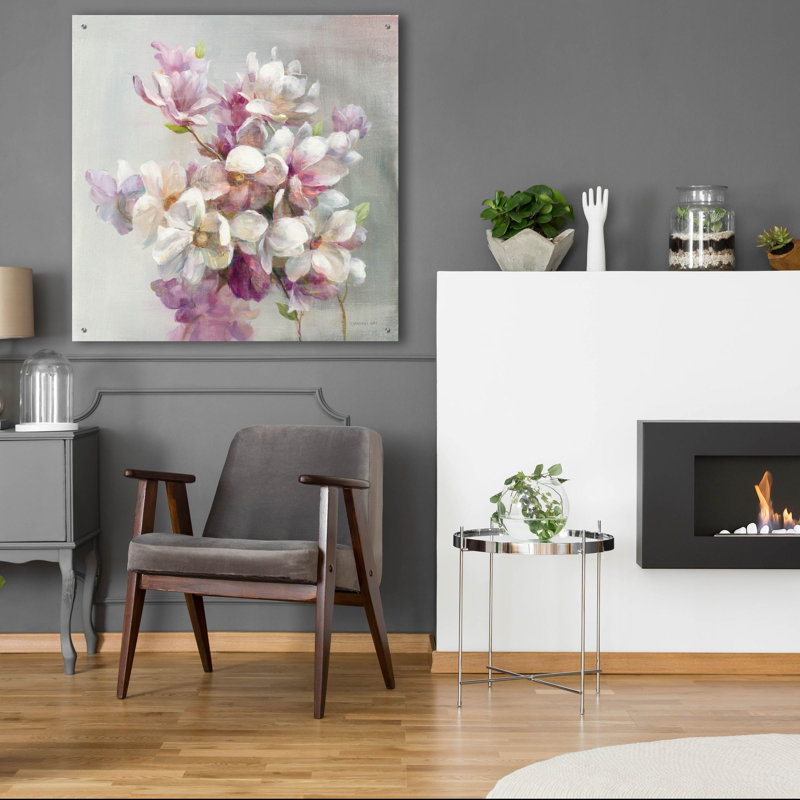 Art mural en verre «Sweet Magnolia» par Danhui Nai, H 36 po x l 36 po x P 0,2 po