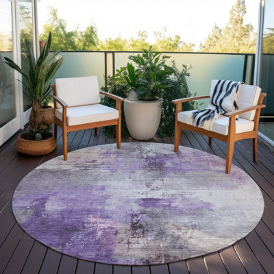 Machine Washable Indoor/Outdoor Cinead ACN1671 Purple Rug