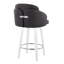 Fixed-Height Counter Stool With Swivel In  Wood And  Faux Leather With Round Chrome Footrest - Set Of 2