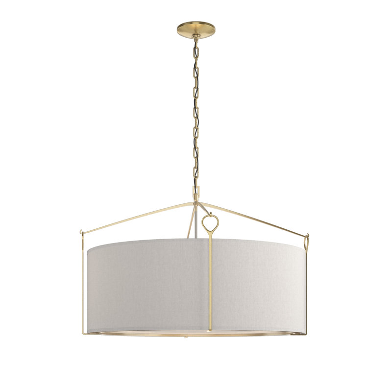 Lustre tambour 4 lumières Bow, Graine de lin, H 19,4 po x l 30 po x P 30 po, Laiton moderne