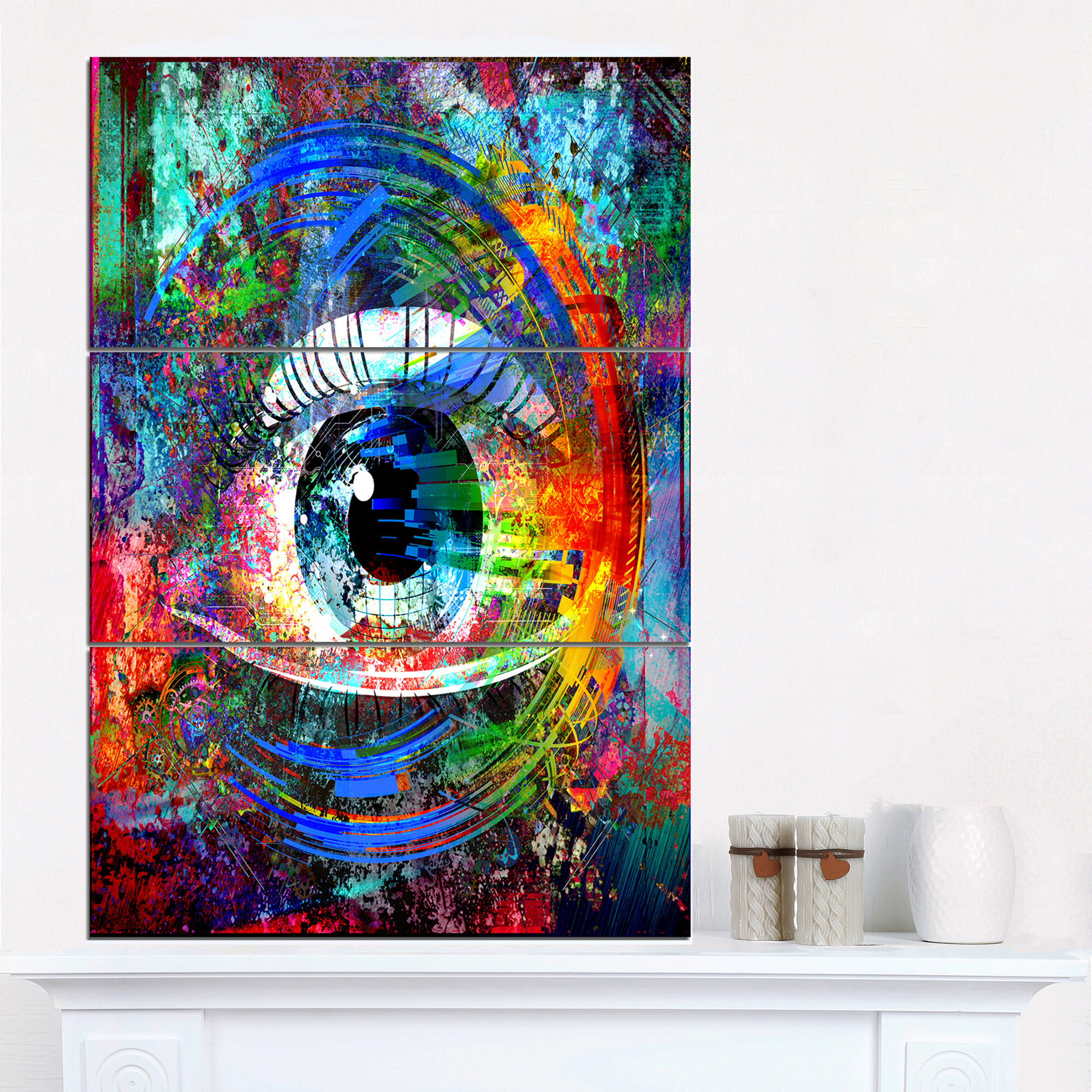 Magic Eye Over Abstract Design On Canvas 3 Pieces Print