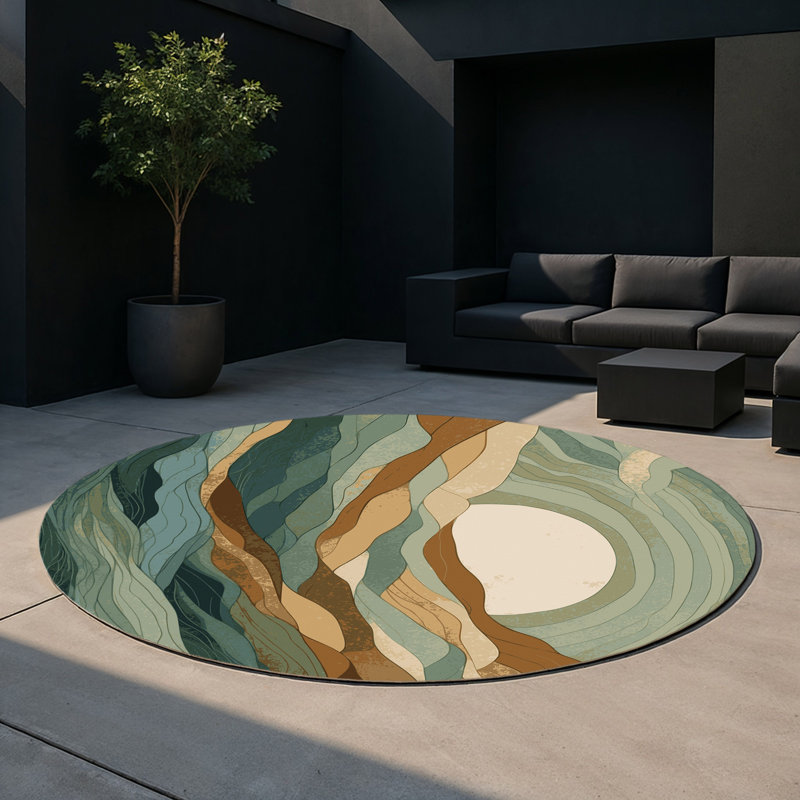 Starry Tranquility Indoor And Outdoor Area Rug, Round 5'